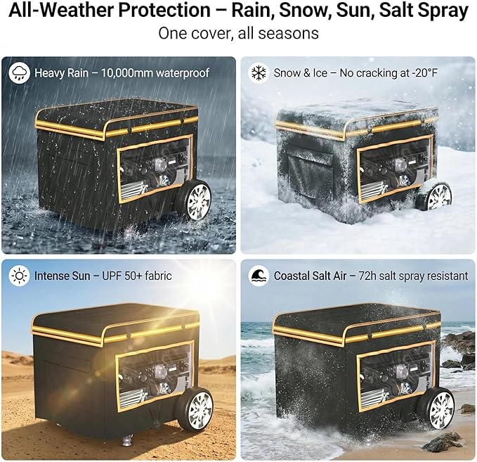 Generator Covers While Running Waterproof 32L x 24W x 24H Heavy Duty Generator Covers for Outside Compatible with 5000W-10000W Generator Overall Protection for Generator Black