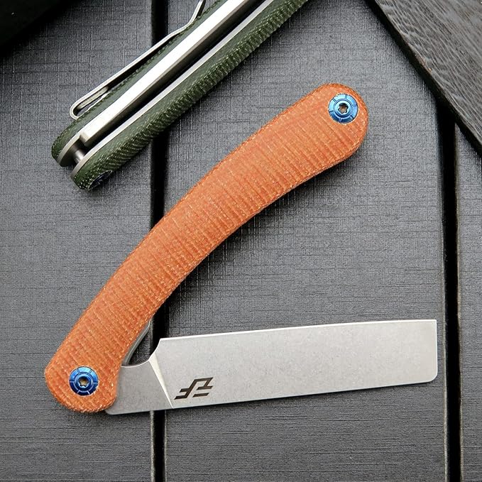 Eafengrow EF939 Folding Knife D2 Steel Blade Micarta Handle EDC Tool Pocket Knife Folder for Working Camping(Micarta Brown)