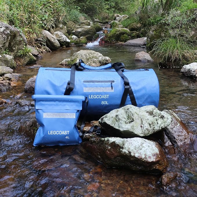 Waterproof Duffel Bag IPX8 Waterproof Performance Dry Bag Airtight Zipper Closure Waterproof bag with diving function80L large capacity Large