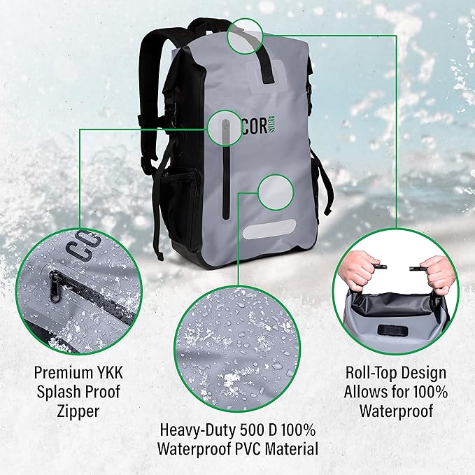 COR Surf Waterproof Dry Bag Backpack with Padded Laptop Sleeve 25L &amp 40L Heavy Duty Roll-Top Pack (Camo 25L)