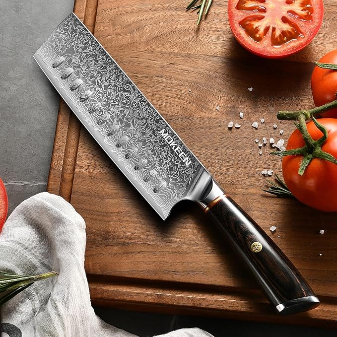 Nakiri Knife 7 Inch 67 Layers VG10 Damascus Steel Kitchen Knife for Slicing Cutting Meat Vegetable - PakkaWood Handle Cleaver Chef Knife for Home Cooking Gift Box
