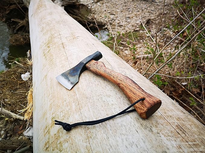 Mastiff Gears® Master Hand-Forged Mini Hatchet Wooden Handle Camping Axe Wood Splitting Axe for Camping bushcraft Hunting Survival Enthusiast