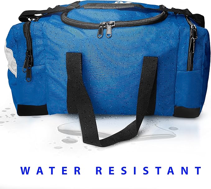 ASA TECHMED Large EMT First Responder Trauma Medical Bag Empty for Home 21x12x9 Inches Office School EMTs Paramedics First Responders Blue