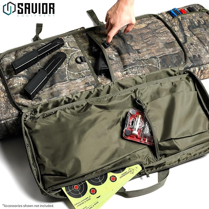 Savior Equipment American Classic Tactical Double Long Gun Bag Pistol Transportation Case w/Backpack Strap Lockable Compartment Available Length in 32 36 42 46 51 55