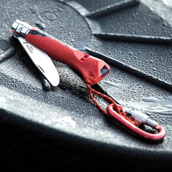 Opinel Outdoor Junior No. 07 Stainless Steel Folding Knife with Safety Rounded Tip Integrated Whistle Made in France