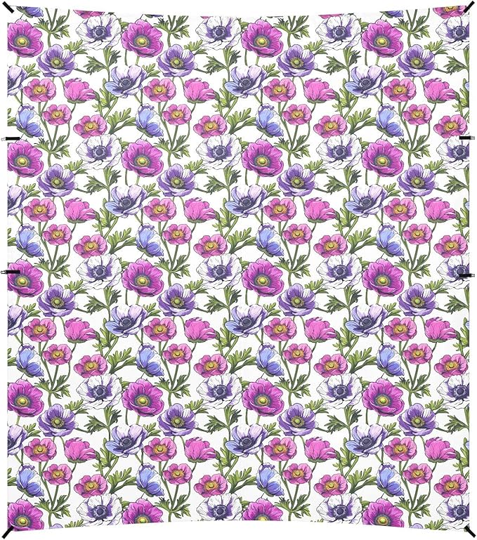 ALAZA Colorful Anemone Flower Beach Tent Sun Shelter UPF50+ Protection Beach Shade Canopy w/ 4 Sandbags for Outdoor Camping Fishing Backyard Fun Picnic 10x9 ft