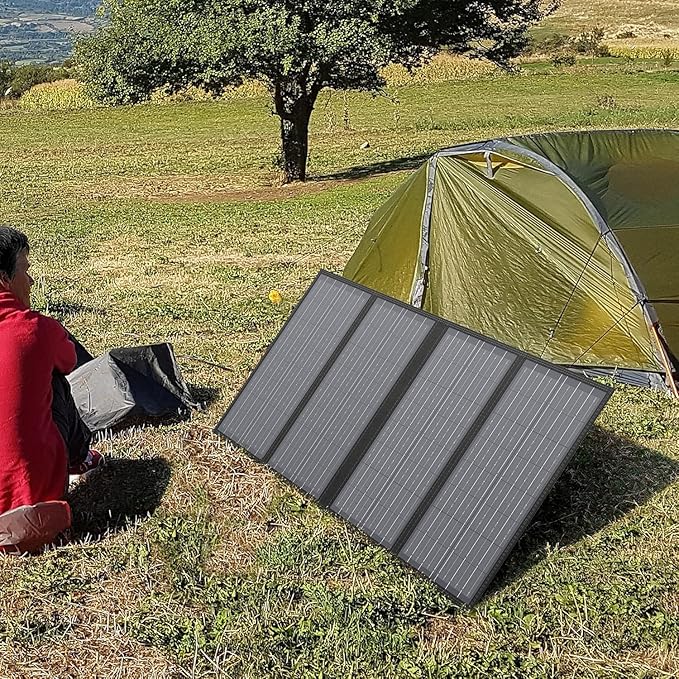 Foldable Solar Panel Charger 60W with 18V DC Output (11 Connectors) for 100W~350W Portable Power Stations Jackery/Rockpals/Flashfish/Enginstar Portable Solar Generator for Outdoor Camping Van RV Trip