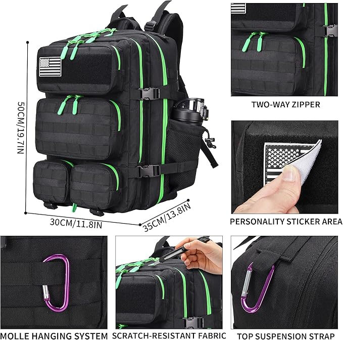 55L Tactical Backpack Heavy Duty Military Rucksack Molle Backpack 3 Day Assault Pack for Work Outdoors