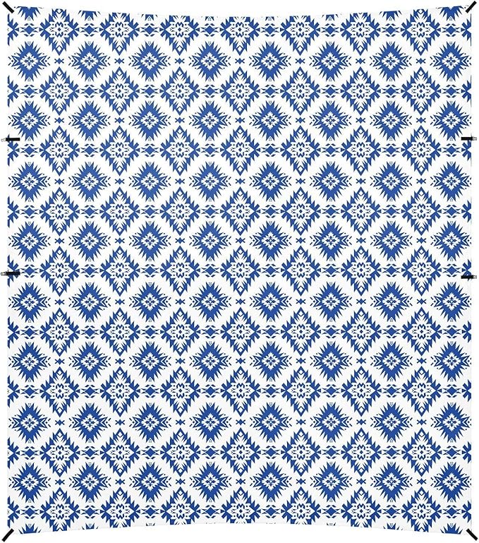 ALAZA Blue Star Aztec Art Beach Tent Sun Shelter UPF50+ Protection Beach Shade Canopy w/ 4 Sandbags for Outdoor Camping Fishing Backyard Fun Picnic 10x9 ft