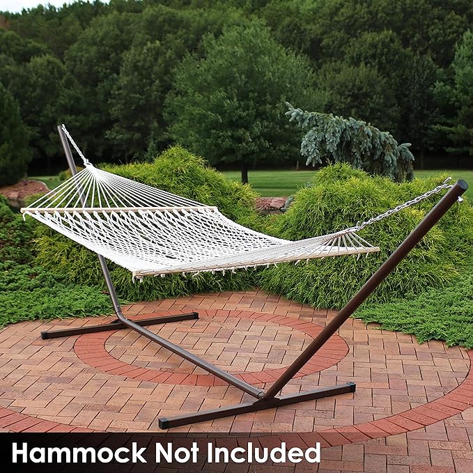 Sunnydaze Double Hammock Stand for Outside - 400-Pound Capacity Indoor/Outdoor Hammock Frame - Bronze Powder-Coated Finish - 15-Foot