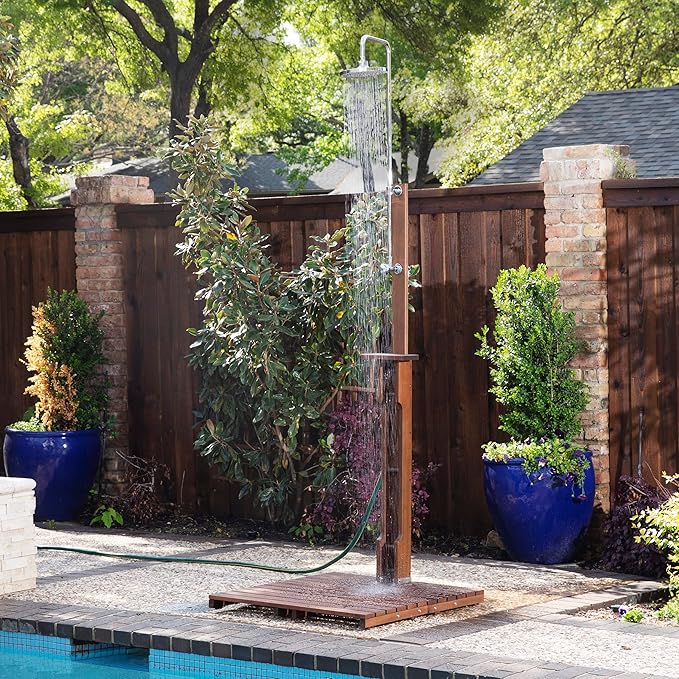 SEI Furniture Rain-Style Outdoor Shower Oiled Eucalyptus - Natural