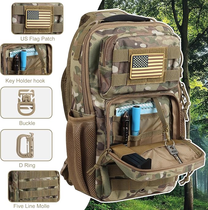 Rover Sling Pack Tactical Shoulder Sling Bag Backpack with Bottle Holder Crossbody Chest Bag CP Camo