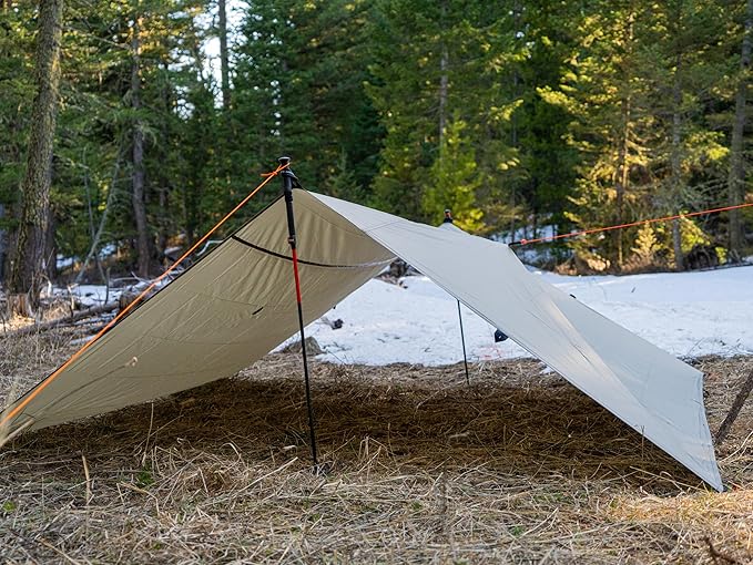 VIAM Outdoors Timberline Desert Tan Tarp: Waterproof Camping Tarp for Hunting Glassing Hammock Rain Fly Ultralight Backpacking Gear Sun Shelter &amp Heavy Duty Outdoor Protection