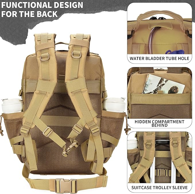 55L Tactical Backpack Heavy Duty Military Rucksack Molle Backpack 3 Day Assault Pack for Work Outdoors