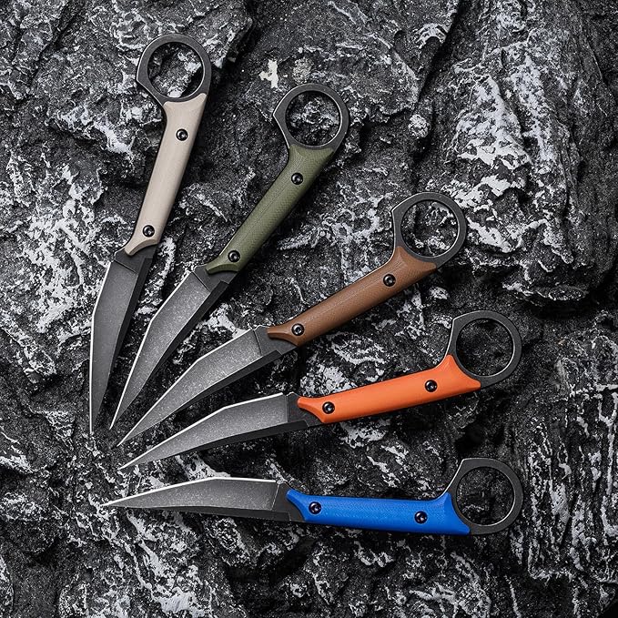 Fixed Blade Knife D2 Steel Blade and G10 Handle Utility EDC Knife for Outdoor Survival Hiking Camping with Kydex Sheath OS1221 (Orange)