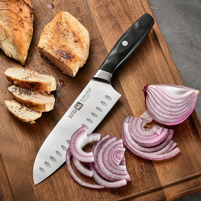 Klaus Meyer 15 Pieces Knife Block Set High Carbon German Stainless Steel Forged Sharp Blade Knife Set With Block Dishwasher Safe Cutlery