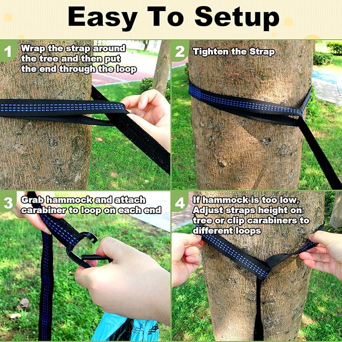 SZHLUX Camping Hammock Double &amp Single Portable Hammocks with 2 Tree Straps Great for HikingBackpackingHuntingOutdoorBeachCamping