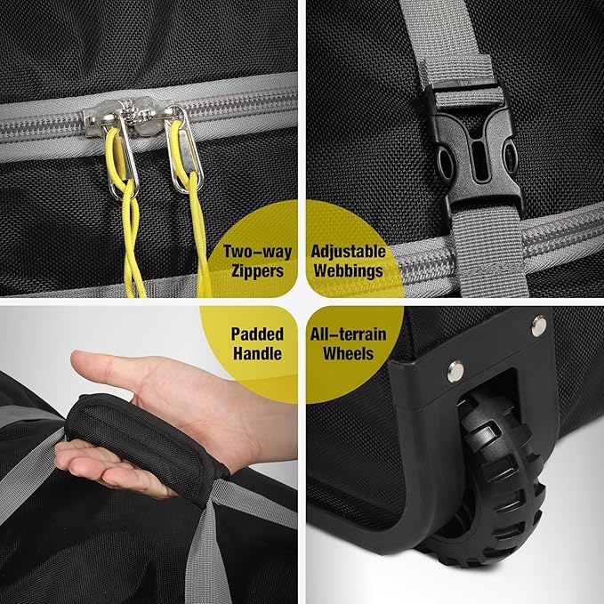 REDCAMP 85L/120L/140L Foldable Duffle Bag with Wheels Large Travel Duffel Bag