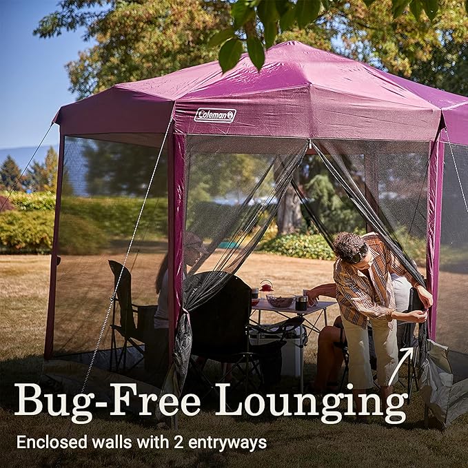 Coleman Back Home Screened Canopy Tent with Instant Setup Outdoor Gazebo for Bug-Free Lounging Fits Over Picnic Tables Ideal for Parties Events Tailgates Dining &amp More