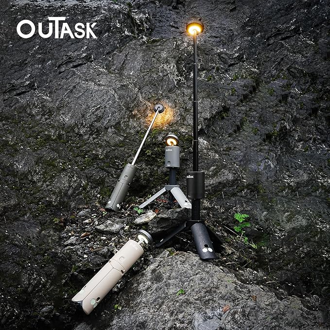 Outask Camping Light Telescopic Collapsible Magnetic Camping Lantern with 12000mAh Battery Telescoping IPX6/IPX7 Waterproof Flashlights Camping Lamp for Emergency Camping Hiking