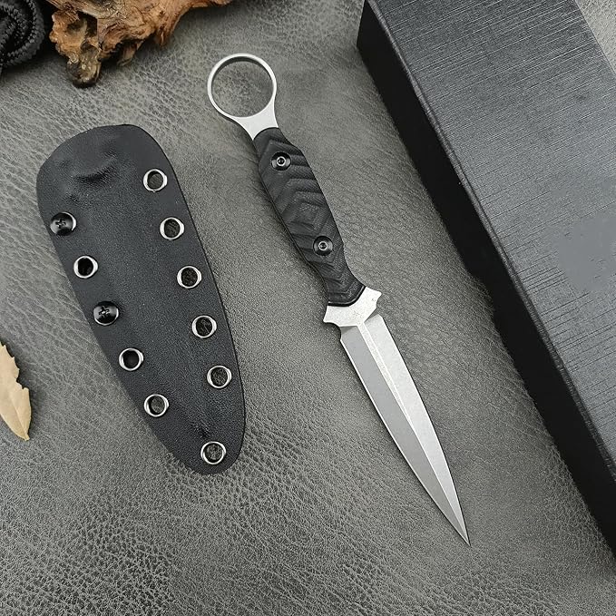 EDC Fixed Blade Knife with Kydex Sheath Full Tang D2 Stainless Steel for Outdoor camping Hiking