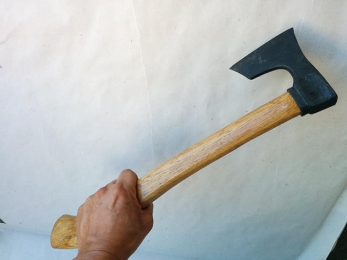 Viking Bearded Axe/Hatchet 14 inches 580 gr Black Alloy Steel Wood Handle Compact Size Great for Camping or Backpacking