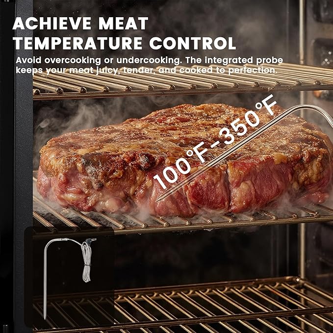 Digital Electric Smoker with Cover LED Display Build in Meat Probe Large Capacity BBQ Smokers 4 Racks Smoke More with 633 sq in Cooking Area