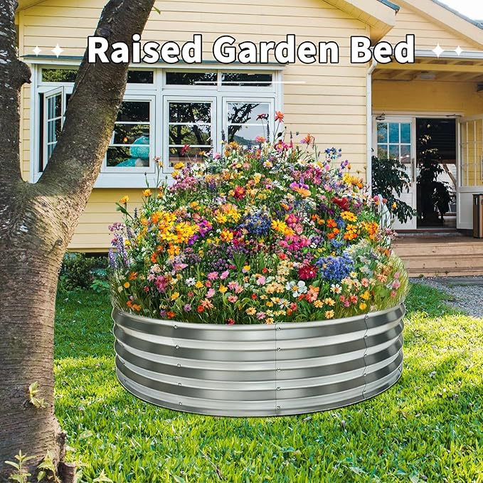 60 Inch Large Round Fire Pit Ring Galvanized Steel Outdoor Bonfire Ring for Backyard &amp Camping Sturdy Rust-Proof &amp Easy to Install (5×5×1 FT)