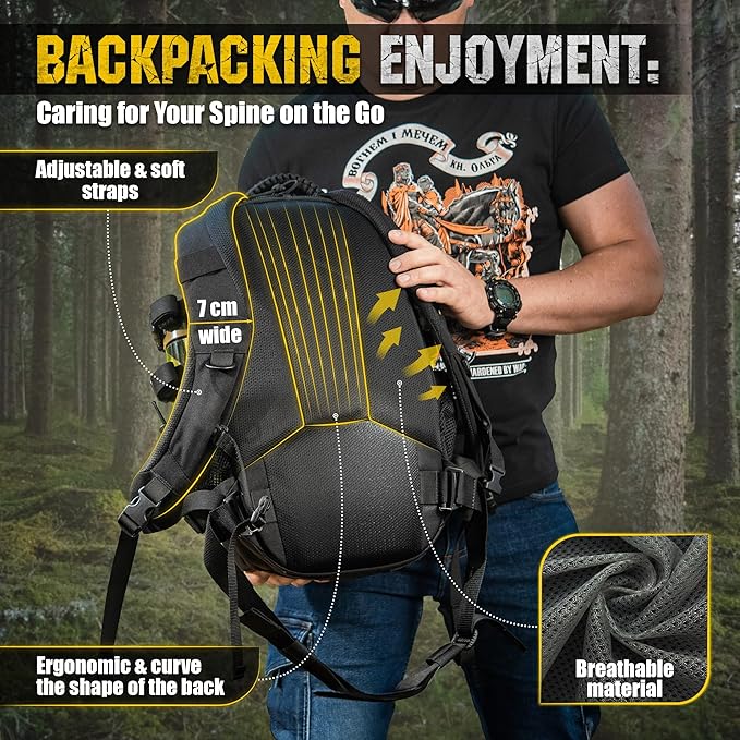 M-Tac Military Backpack for Men and Women - Large 25L Hiking MOLLE Backpack for Travel and Survival - Black Rucksack - Hiking (new)