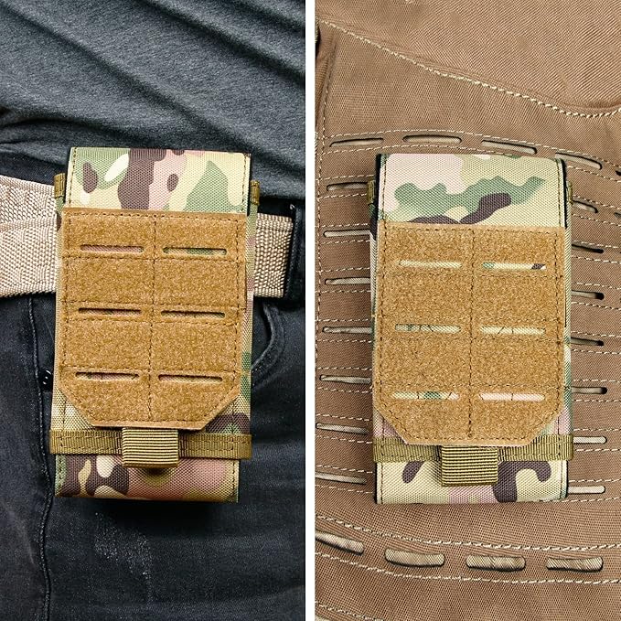 Smartphone Pouch Cell Phone Holder Tactical Phone Holster Multi-Purpose Tool Holder Tactical Carrying Case Belt Loop Pouch Men’s Waist Pocket for Hiking Camping Barbeque Rescue Essential