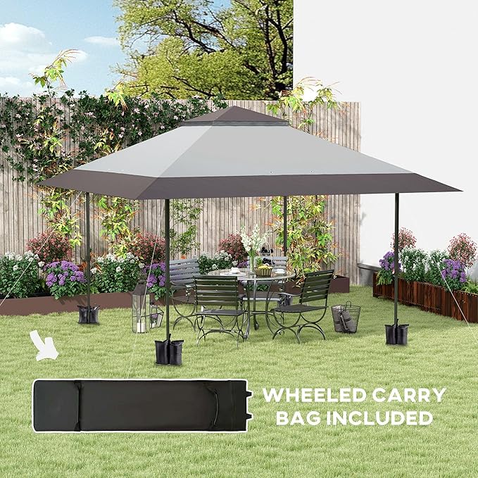 13x13 Pop Up Canopy Tent Height Adjustable FFor rame UV50+ Protection Fabric Durability Wheel Carry Bag 4 Bags with Sand Red Color