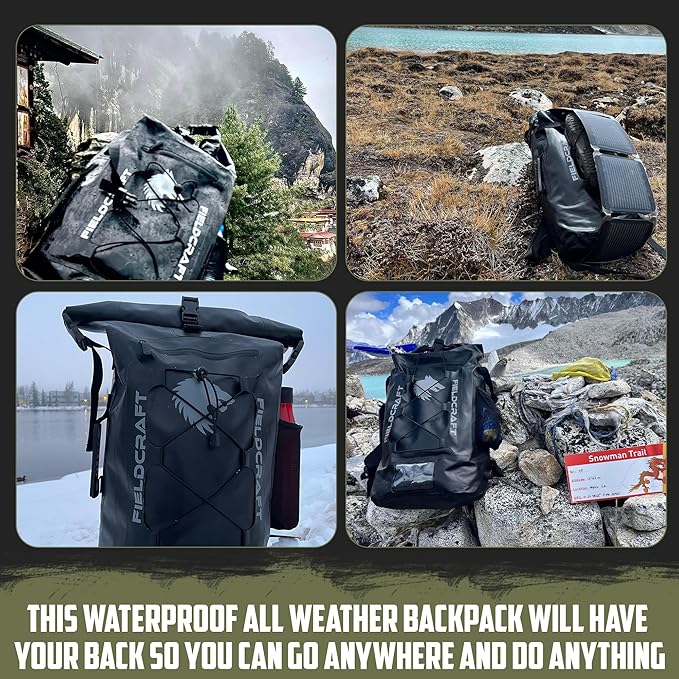 FIELDCRAFT Wayfarer Waterproof Rolltop Backpack Dry Bag for Outdoor Water Sports Kayaking Boating Camping Hiking Scuba Diving Fishing Beach and Lake Activities