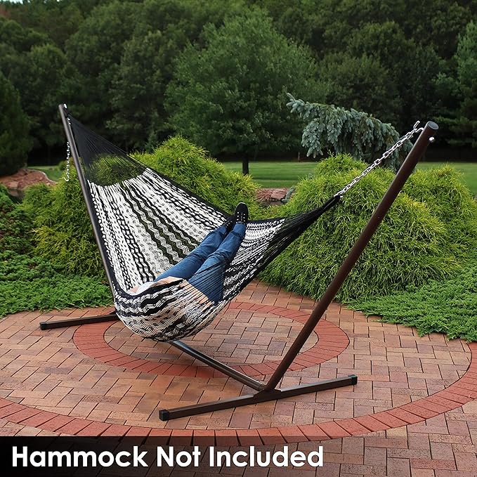 Sunnydaze Double Hammock Stand for Outside - 400-Pound Capacity Indoor/Outdoor Hammock Frame - Bronze Powder-Coated Finish - 15-Foot