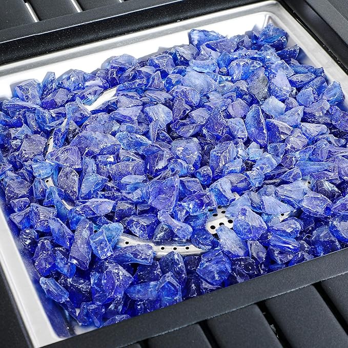 Sophia &amp William Gas Fire Pit Table 28 Inch 50000BTU Square Outdoor Propane FirePits 2 in 1 Auto-Ignition Patio Fireplace for Outside with Lid and Blue Fire Glass Black