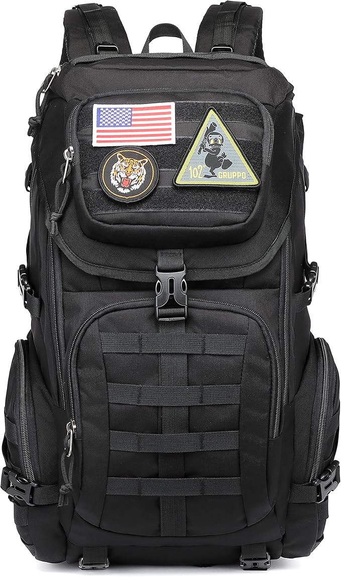 Wotony military tactical backpack nylon military MOLLE backpack 3-day Assault bag 27L backpack for men used for outdoor hiking camping and hunting (All black)