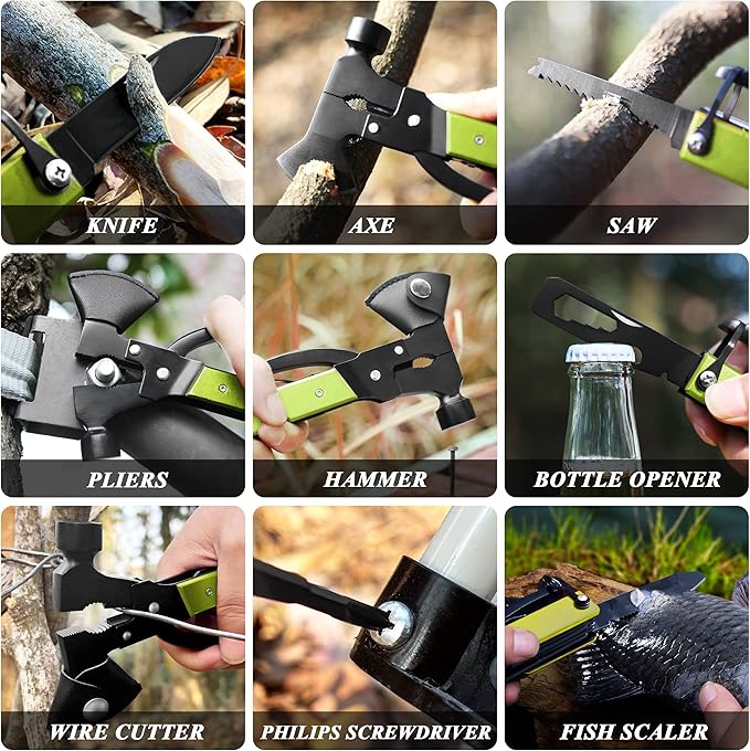 Christmas Gifts for Men Dad RoverTac Multitool Axe for Mens Gifts Gifts for Dad Husband Dad Boyfriend Christmas Gifts Mens Stocking Stuffers-14 in 1 Multi Tool Axe Hatchet