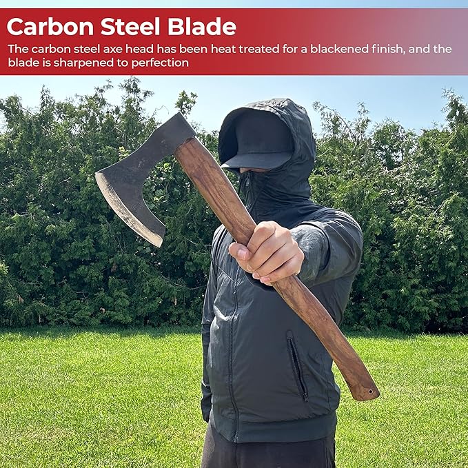 MedievalDepot Traditional Scandinavian Skeggøx Battle Axe - Overall 20 Carbon Steel - Functional &amp Battle Ready