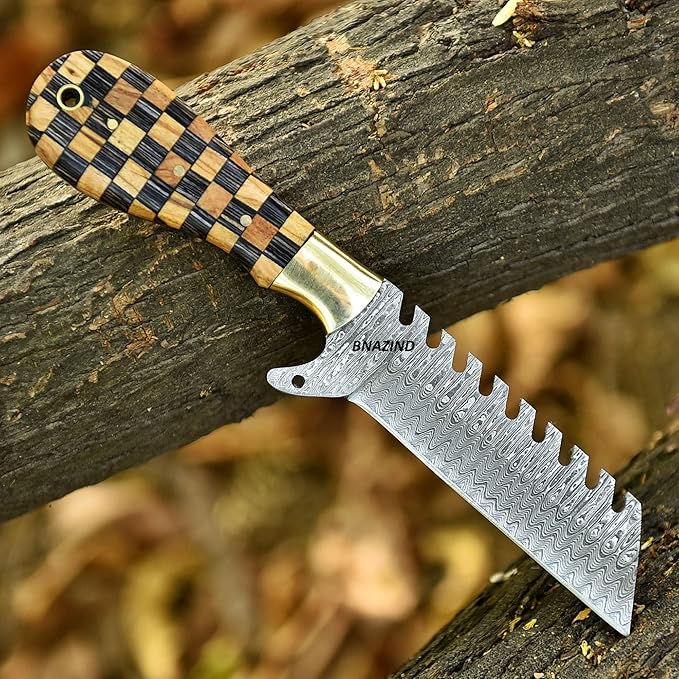 Handmade Damascus Bull Cutter Knife | 8 inch Sharp Western Cowboy Knifes with Pancake Leather Sheath | EDC Fixed Blade Hunting Knives ideal for Skinning Camping and Outdoor Activities