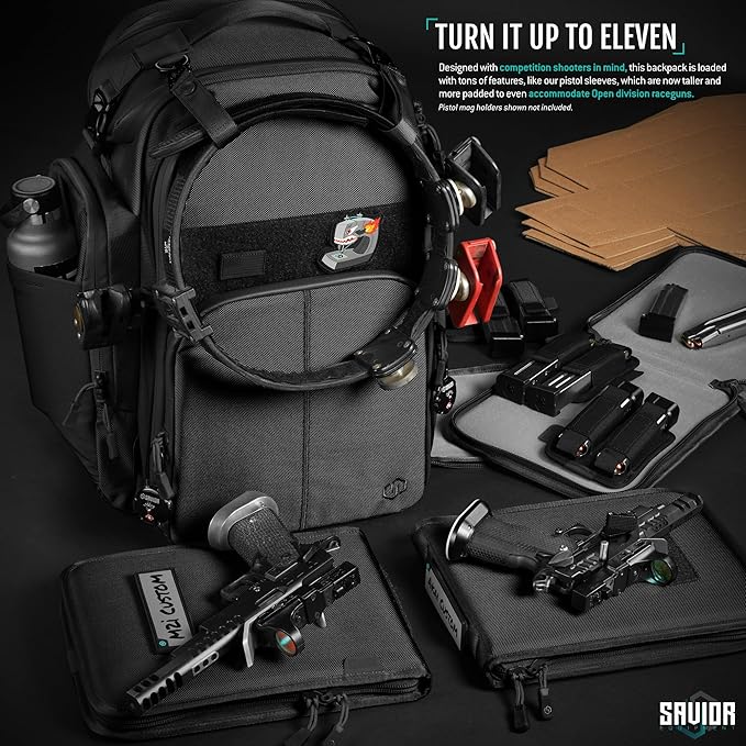 Savior Equipment Pro SEMA Tactical Backpack Competition Shooter 3 Pistol Sleeve