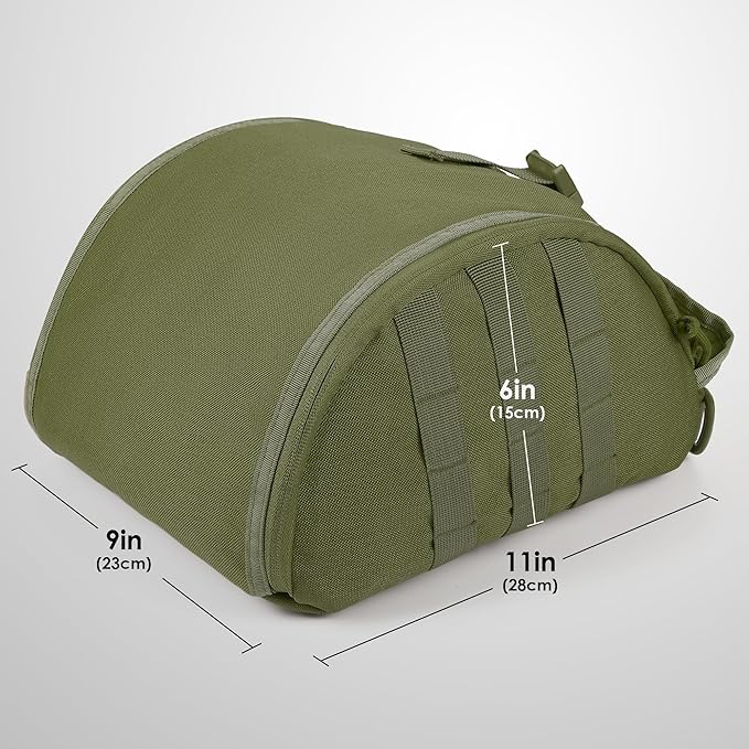 FRTKK Tactical Helmet Bag Pack Military Molle Pouch Multi-Purpose Carrying Storage Bag Include USA Flag Patch and 2 PCS Molle Straps for Sports Hunting Shooting Combat Helmets (Ranger Green)