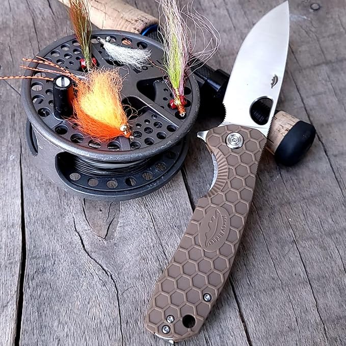 Honey Badger Large Pocket Knife EDC Drop Point Folding Utility Knife 3.6 Steel Blade Reversible Pocket Clip - (3.8oz) Drop Point Large Tan HB1002