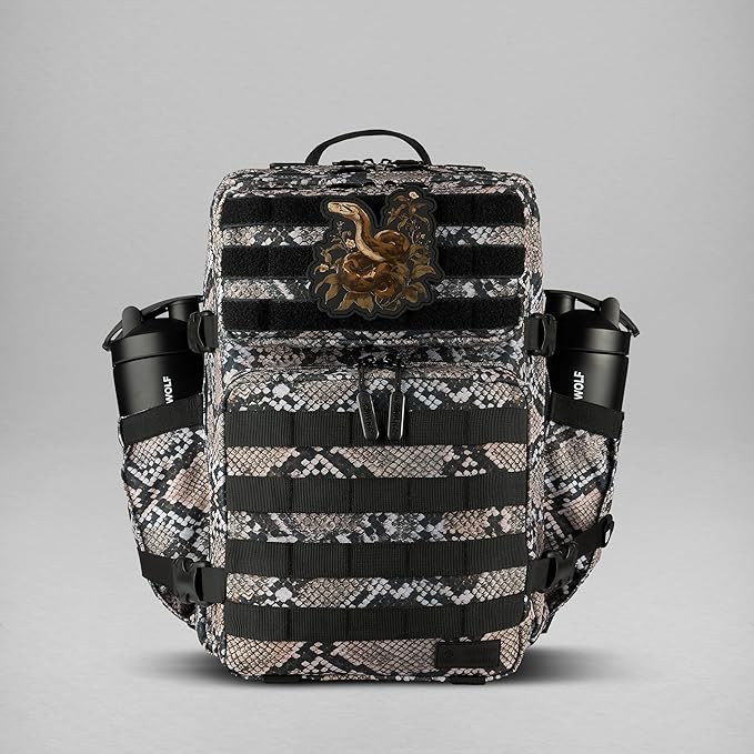 WOLFpak 35L Athletic Gym Backpack (Python) - Durable 1000D Waterproof Oxford Material with MOLLE Webbing Laptop Pocket &amp Dual Cup Holders Durable Fitness/Travel/Military Daypack