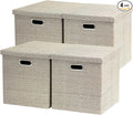 Storage Bins with Lids13 x 13 Inch Foldable Fabric Cube Baskets Boxes Organizer for Closet Shelves and Home. (Khaki (13x13) 4 pack)