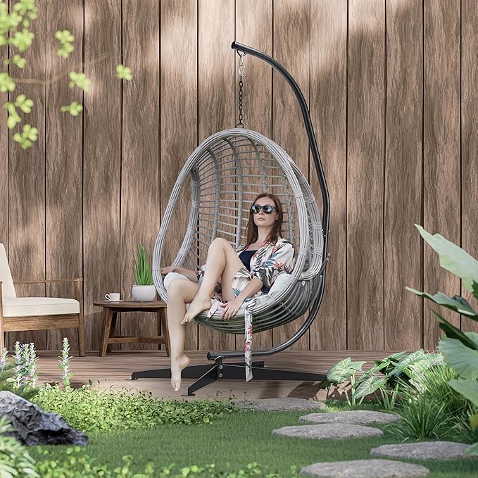 Sorbus Hammock Chair Stand Hanging Chair Stand- Steel Sensory Swing Stand- Weather &amp Rust Resistant C Stand- Adjustable Portable Stand 330lbs for Tree Lounger Air Porch Indoor/Outdoor Patio
