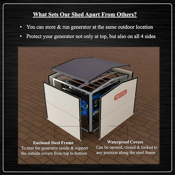Generator Shed - Combining Generator Covers While Running &amp Generator Covers for Outside Storage into one. A Compact Generator Running Cover &amp Enclosure Built On Steel Frame (GCM)