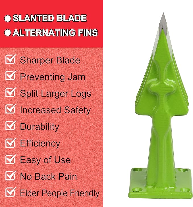 SPEED FORCE Firewood Kindling Log Wood Splitter – No Axe! Wedge Point Splits Firewood 3 Inch Green with Safety Cover