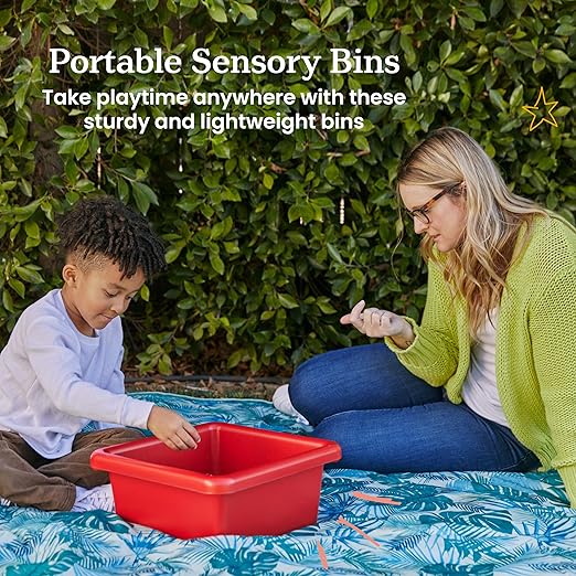 ECR4Kids Square Bin with Lid Storage Containers Red 2-Pack