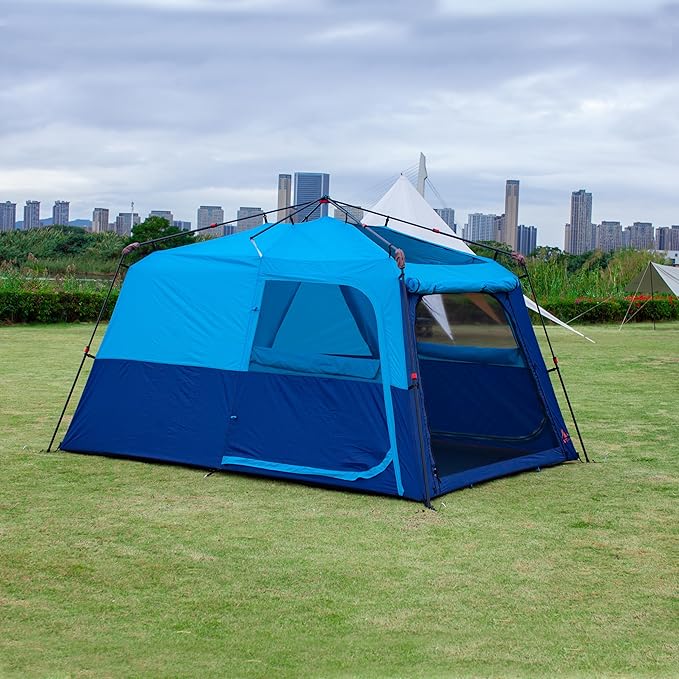 KTT Large Tent 6-8-10-12 PersonFamily Cabin Tents2 Rooms2 Doors and 4 Windows with MeshStraight WallWaterproofDouble LayerBig Tents for OutdoorPicnicCampingFamily Gathering