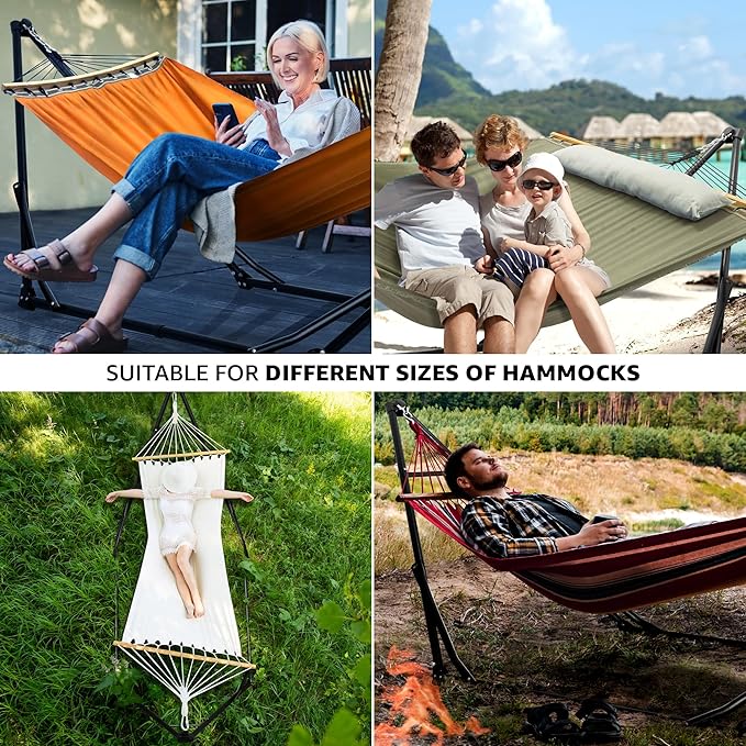 Tranquillo Unity Adjustable Hammock Stand 800 lbs Capacity Steel Double Hammock Stand for 2 Persons Premium Pre-Assembled Stand for Indoor Outdoor Sage