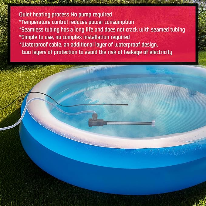1300W Immersion Hot Tub &amp Pool Water Heater Portable Electric Submersible Heater with Temp Control and GFCI for Above-Ground Pool Inflatable Pool baptistry Bathtub baptismal pool &amp pond